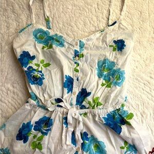 Hollister Blue and Green Floral top